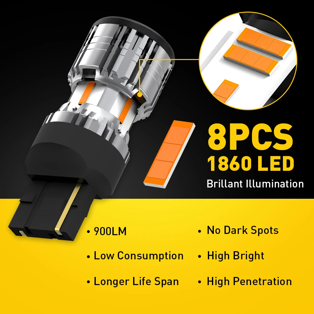 2 шт. автомобильные указатели поворота AUXITO Canbus T20 7440 W21W WY21W 2200 к 12 В