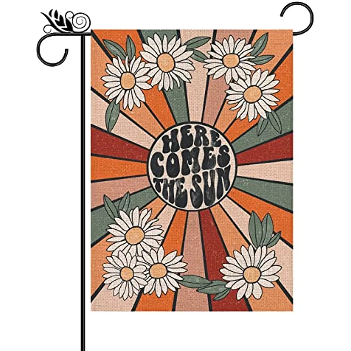 

Summer Garden Flag Vintage Daisy Here Comes The Sun Vertical Double Sided Seasonal Farmhouse Yard Outdoor Decorations 12x18in