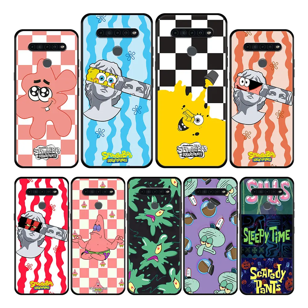 

SpongeBobs Arts Black Case Funda for LG K61 G7 K42 K50 Q61 G8 ThinQ K41s K52 K92 5G K51s Q52 G6 K50s K62 Silicone Cell