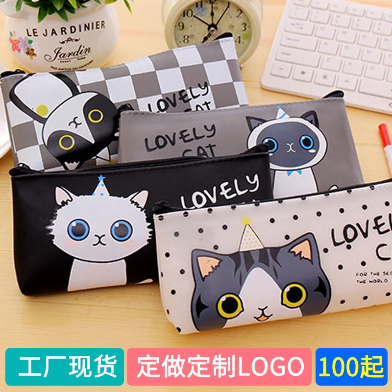 

Wholesale 20pcs Kawaii Cute Cat PU Pencil Pouch Bag Case Student Makeup Zipper Stationery Box Gift Children School