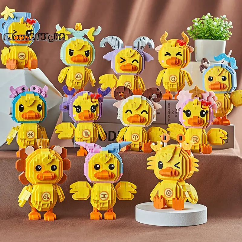 

Twelve Constellations Yellow Duck Building Block Zodiac Animal 3D Mini Diamond Blocks Bricks Toys Kids Birthday Christmas Gift