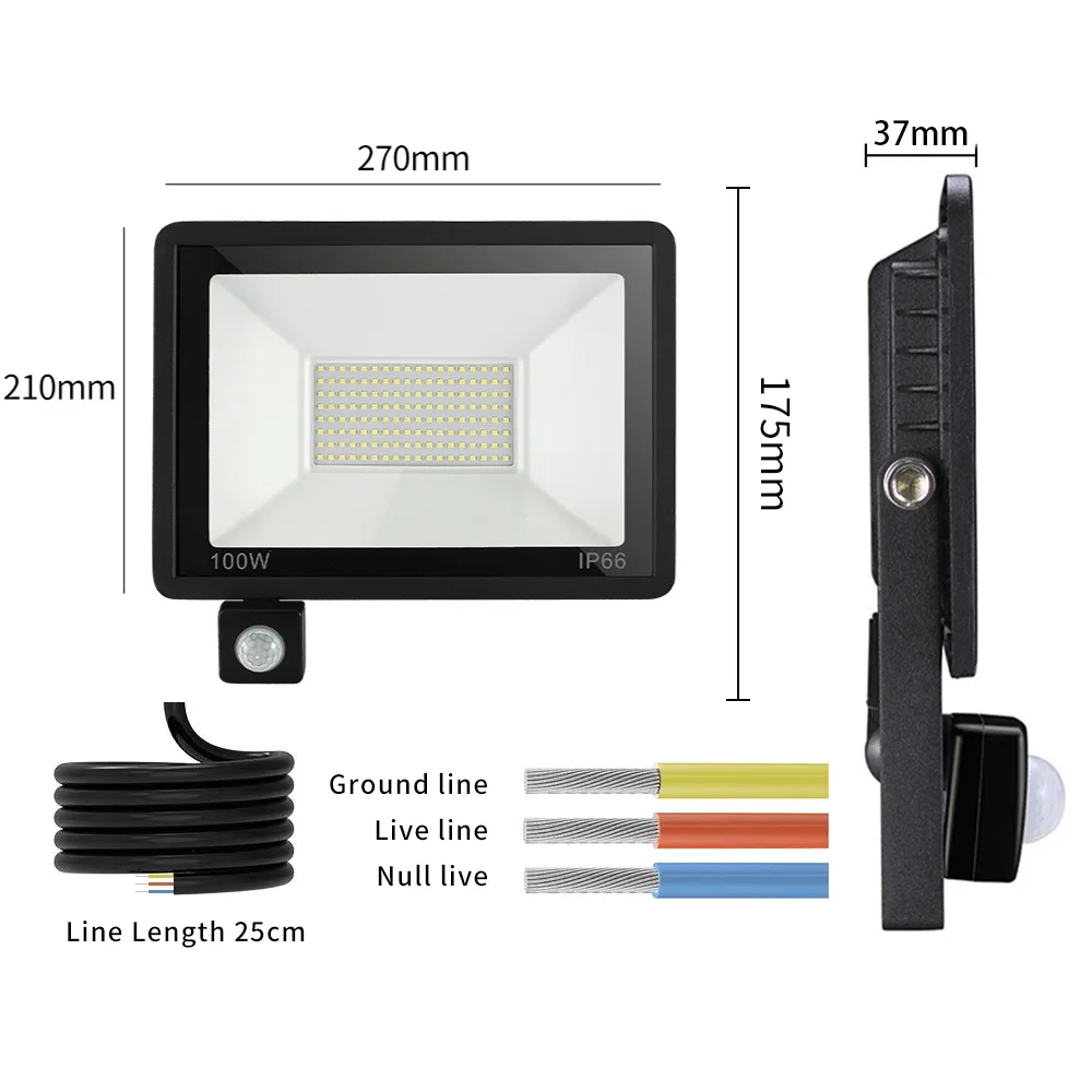

Floodlight Sensor Outdoor Motion Wall Garden Lamp Waterproof Spotlight Outdoors For Street