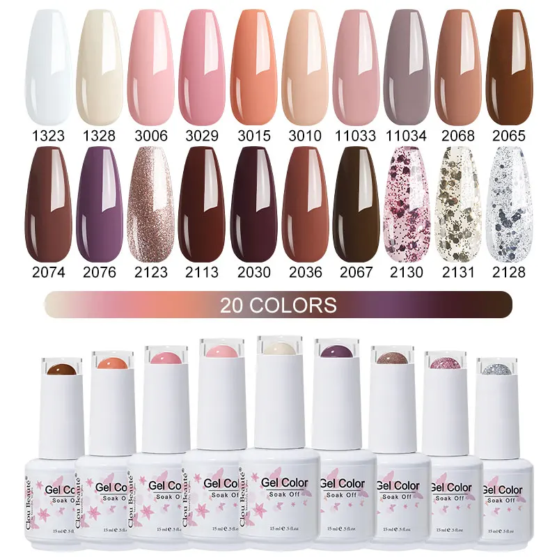 Clou Beaute 20 шт. набор гель-лаков телесного цвета тыквы блестящий лак