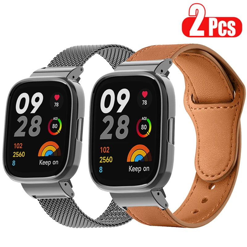 

Leather Strap Metal Protective Case For Redmi Watch 3 Smart Watch Bracelet Belt For Redmi Watch 2 Lite/Mi Watch Lite Wrist Band