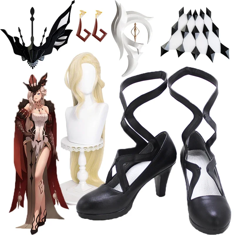 Genshin Impact Fatui офицер руководителя NPC косплей обувь игра желтые парики Хэллоуин