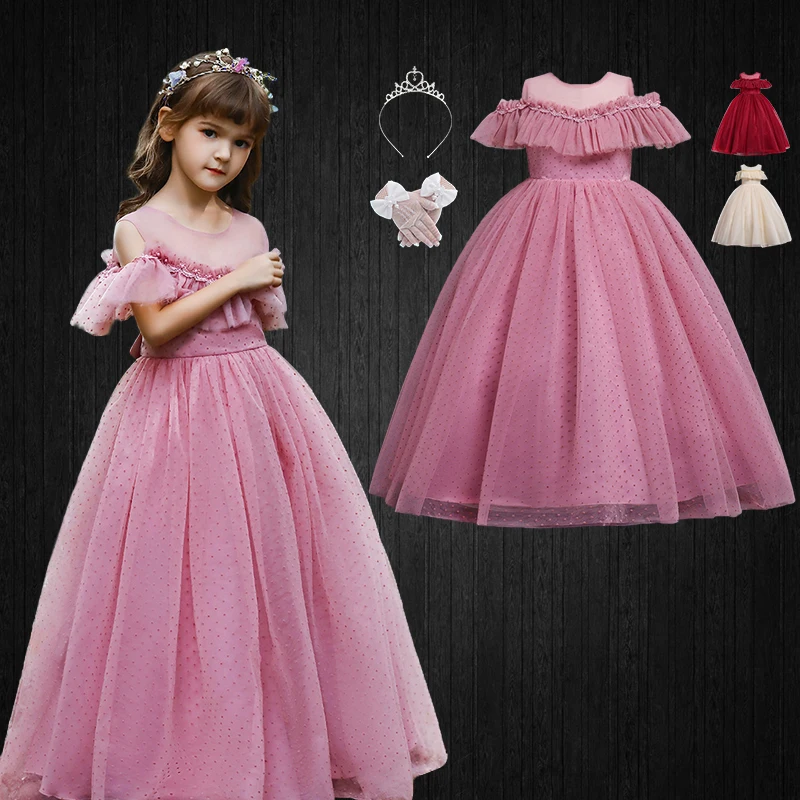 

Длинные элегантные платья в горошек для девочек-подростков, детское платье для свадьбы, подружки невесты, выпусквечерние вечера, дня рожден...