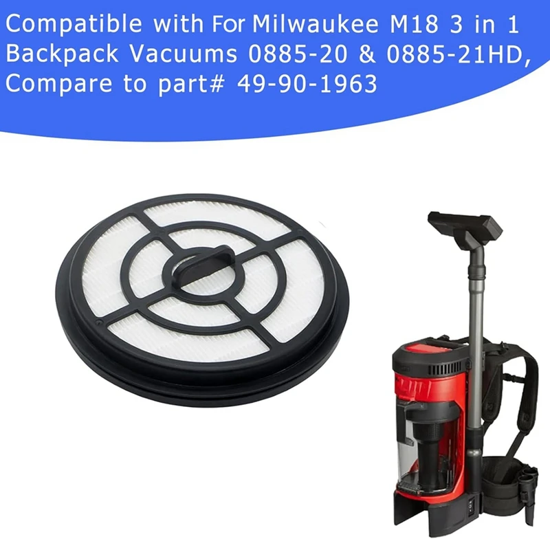 2 упаковки 49-90-1963 Сменный фильтр для Milwaukee M18 3-в-1 Рюкзак Пылесос 0885-20 &amp 0885-21HD