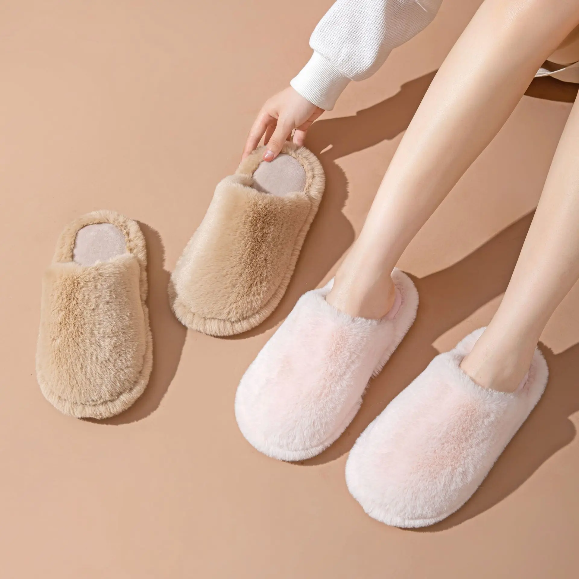 

A40 Baotou cotton slippers winter home plush slippers women's indoor household fur slippers