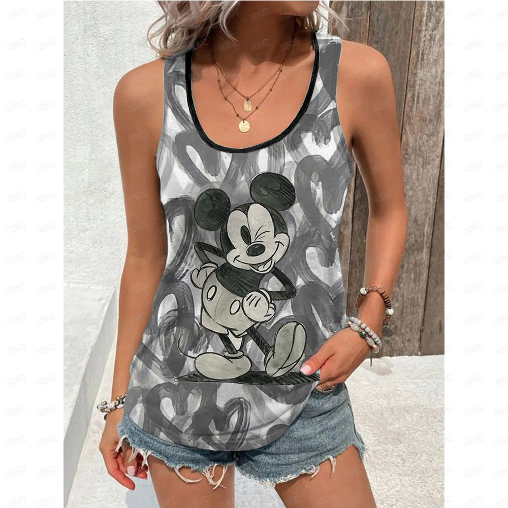 Женский летний топ на бретельках с Микки Маусом из мультфильма