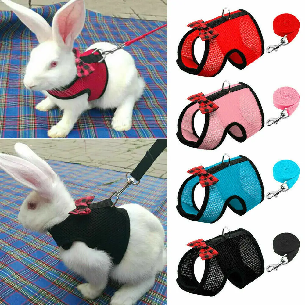 

Pet Mesh Soft Harness With Leash Small Animal Vest Lead For Hamster Rabbit Bunny Chest Strap Pet Accessories Belt Lead Set