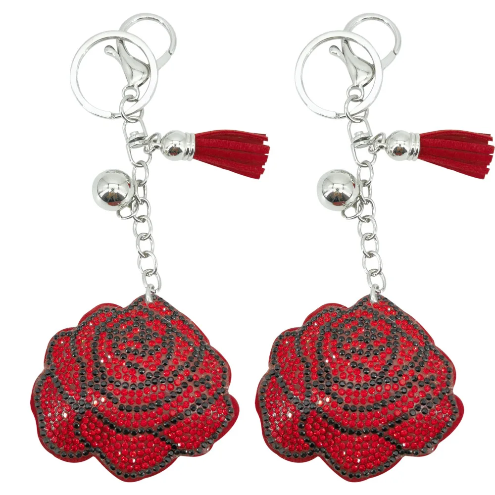 Новинка модный брелок для ключей с розовым цветком и стразами женский