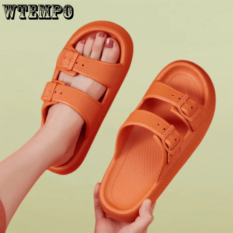 

WTEMPO Women Buckle Thick Slippers Cloud Home Soft Sole Eva Slides Summer Non Slip Indoor Flip Flops Wholesale Dropshipping