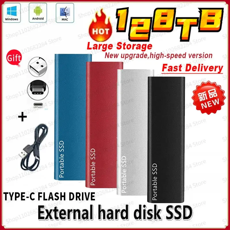 

128TB External Hard Drive High-speed Portable Mobile Device SSD Type-C interface Solid State Disk for Desktop/Laptop/phone/ps5
