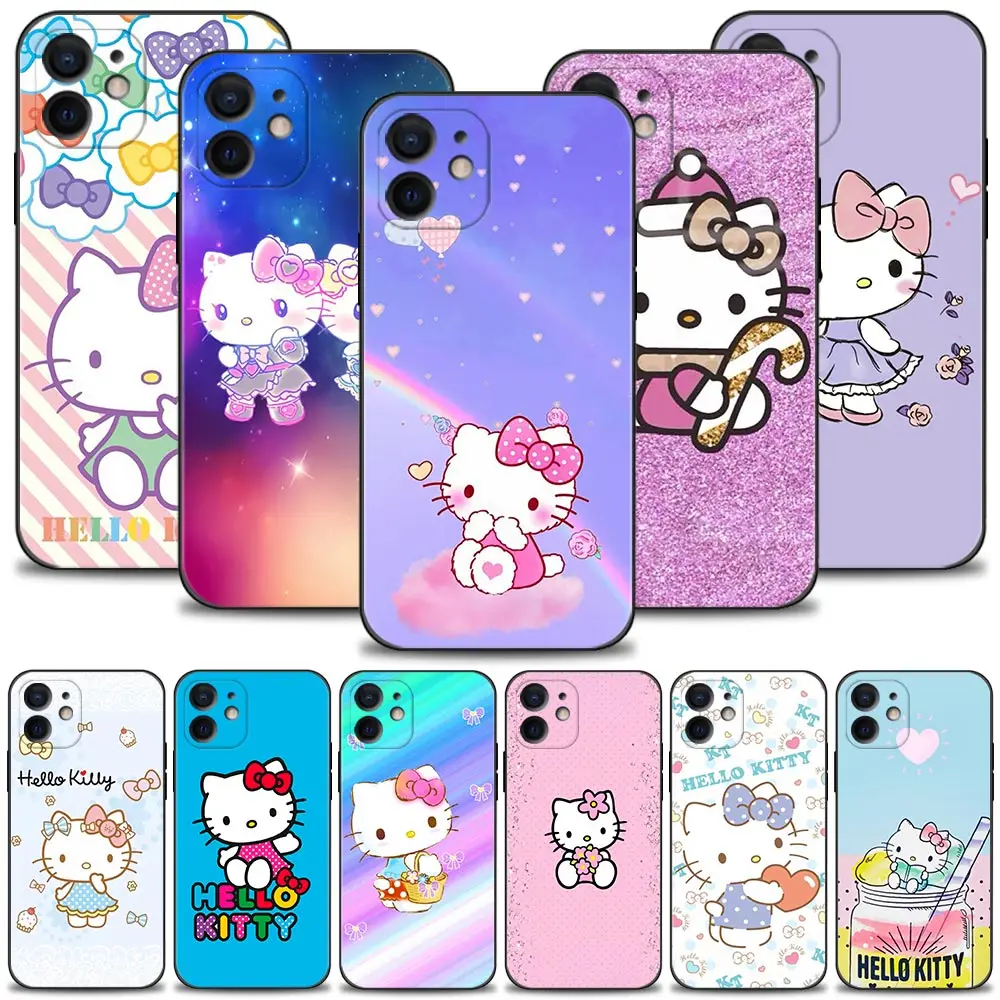 

Cartoon Beautiful Hello Kitty Silicone Case For Apple iPhone 13 12 11 Pro Max Mini XS Max XR X 7 8 6 6S Plus 5 5S SE 2020 Cover