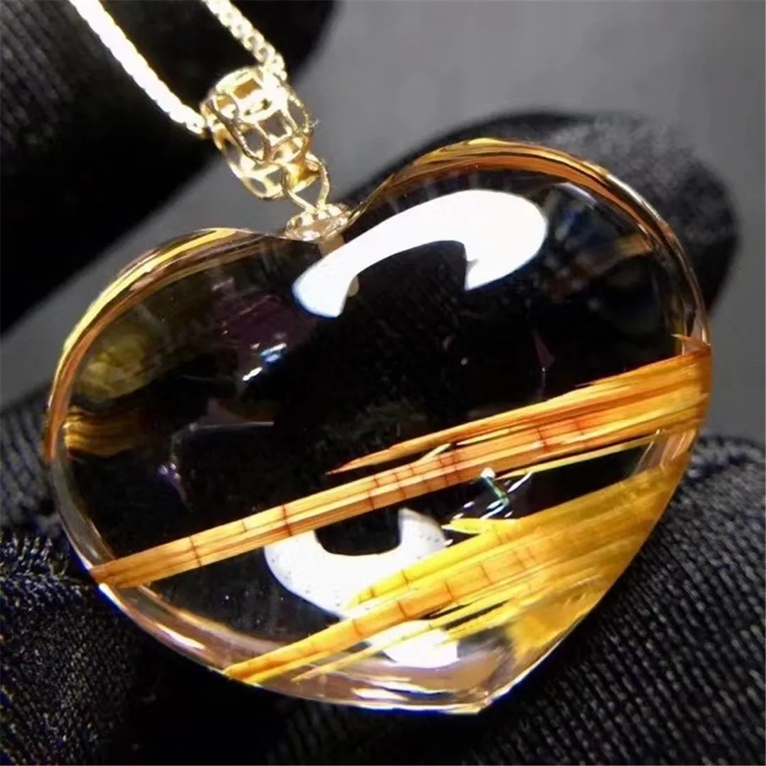 

Ожерелье из натурального золота с кулоном из рутилированного кварца, ювелирные изделия для женщин и мужчин, красивый подарок на богатство, ...