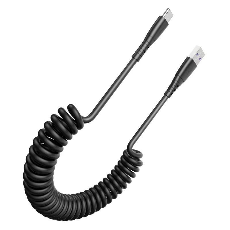 

Fast Charging USB C Type C Cable Coiled Retractable Phone Cord for Phone