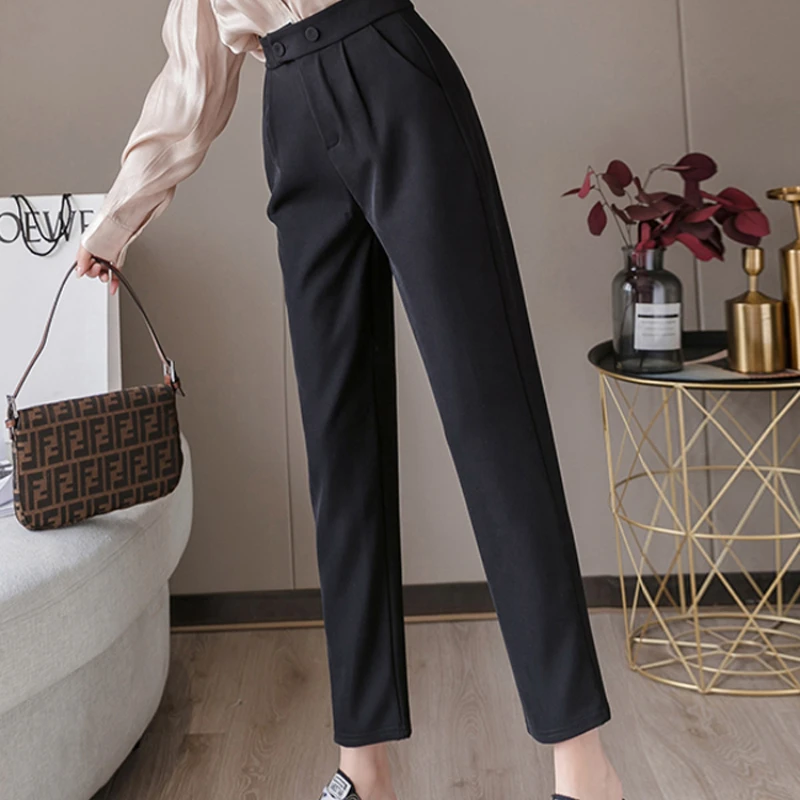 

Cheap wholesale 2021 spring autumn new fashion casual Popular long women Pants woman female OL high waist straight suit pants