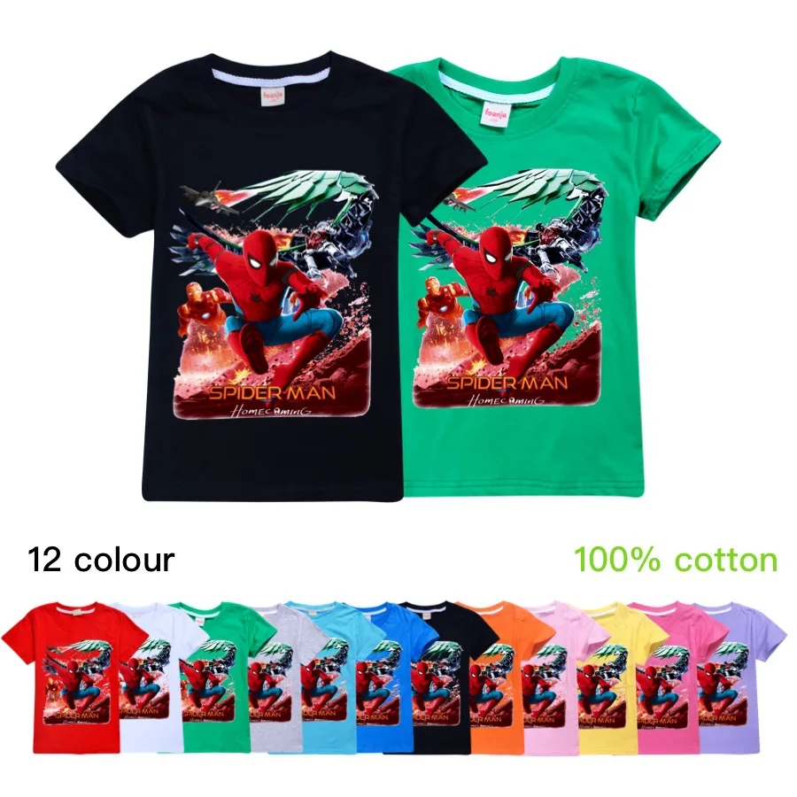 

Spiderman fashion trend children's clothing cotton summer casual tops boys and girls short-sleeved T-shirts 2-16Y