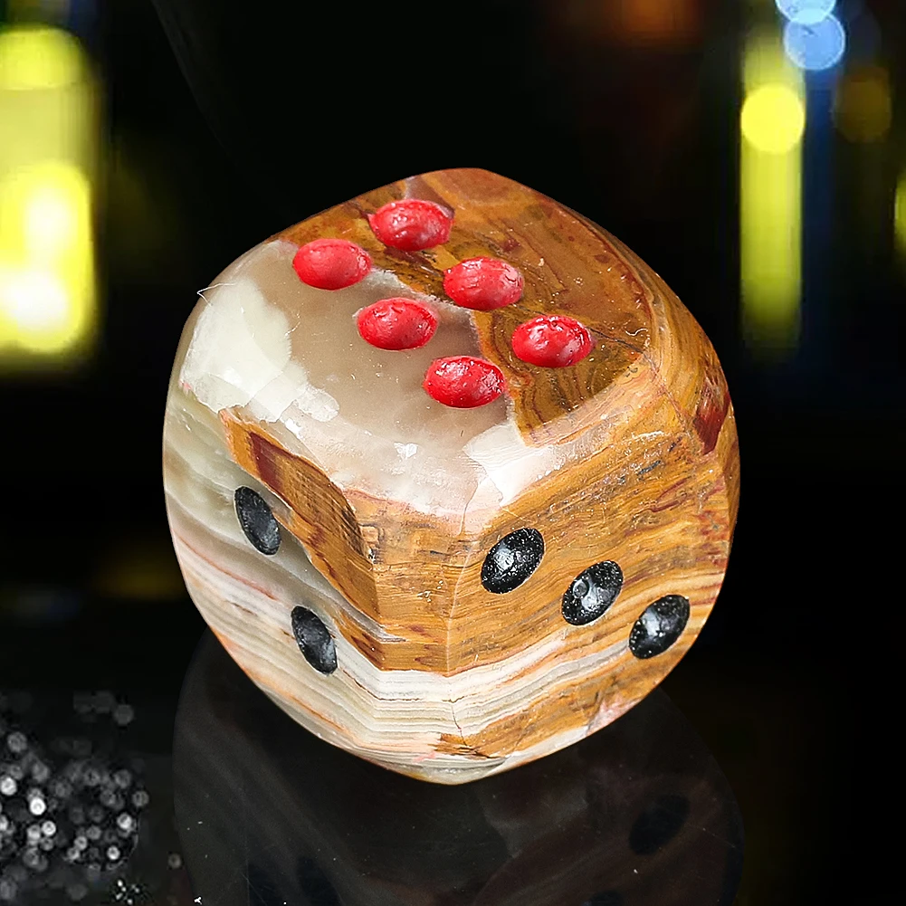 

1pc Exquisite 30mm Multi Color Six Sided Dice Afghan Jade Striped Dice for Adults Play Game Props Cubes Bar Pub Club Oarty Board
