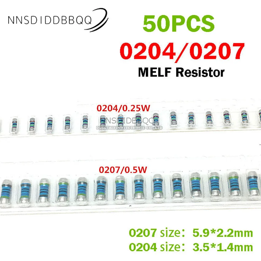 

50 шт. SMD MELF резистор 0207 0204 866R 910R Ω 1% цилиндрический цветной кольцевой резистор металлическая пленка прецизионный резистор