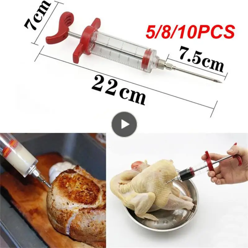 

5/8/10PCS Turkey Syringe Pickling Needle 68g Barbecue Meat Syringe Food Grade Durable Bbq Meat Syringes Kitchen Tools