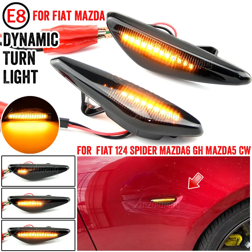 

For Mazda6 GH Mazda5 CW RX-8 MX-5 ND Car LED Dynamic Side Marker Light Turn Signal Lights Blinker For Fiat 124 Spider Abarth