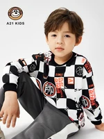 a21 boys knitted loose round neck drop shoulder long sleeve sweatshirt 2022autumn new comfortable pullover warm children sweater