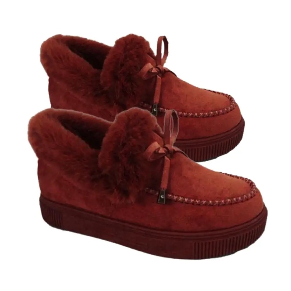 Ladies Womens Faux Fur Lined Warm Winter Moccasin Ankle Bootie Slippers Shoes Anti Skid Bottom Slip Casual Footwear
