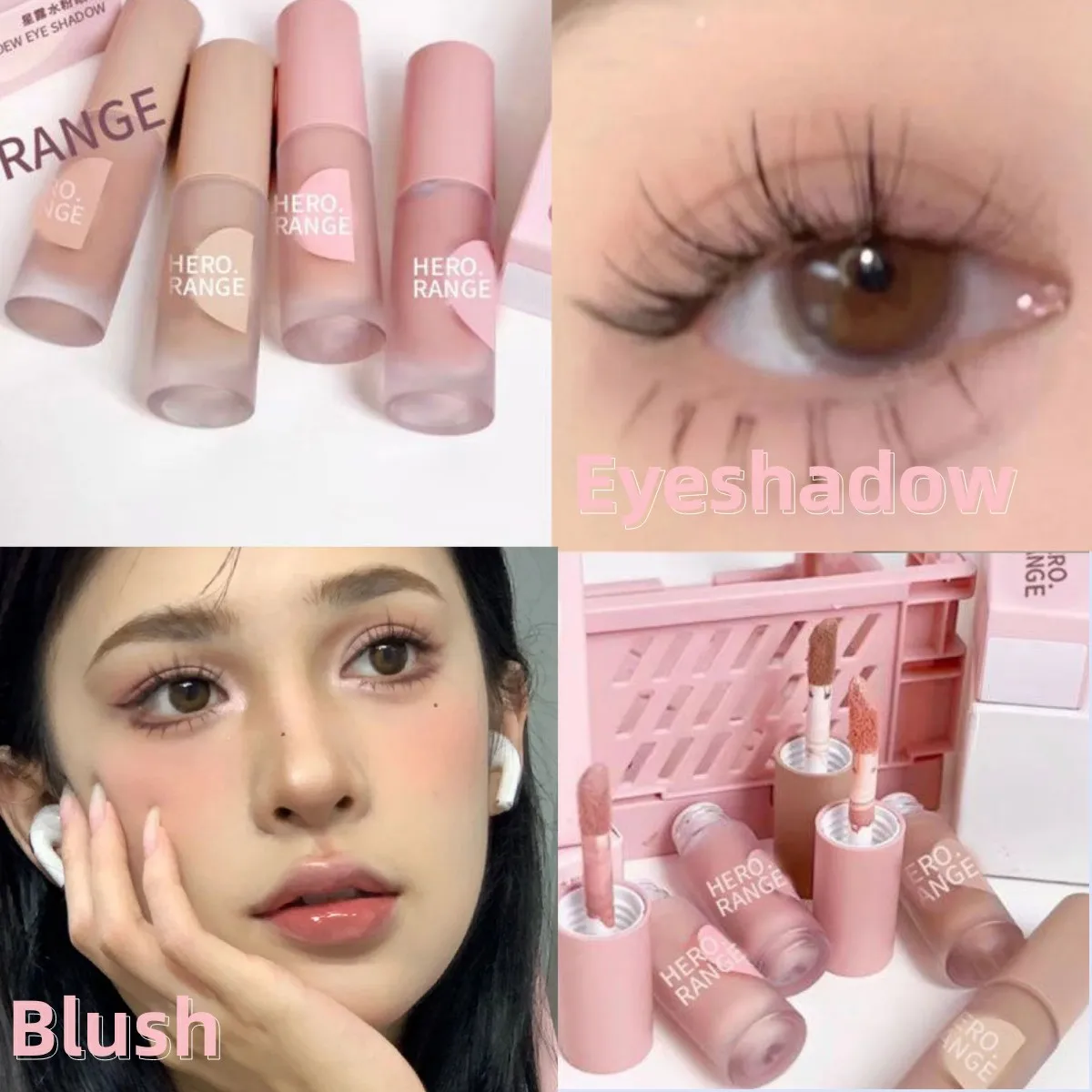 

4 Colors Matte Nude Low Saturation Liquid Eyeshadow Grey Pink Blush Long Lasting Eye Shdaow Natural Cheek Contour Pigment Makeup