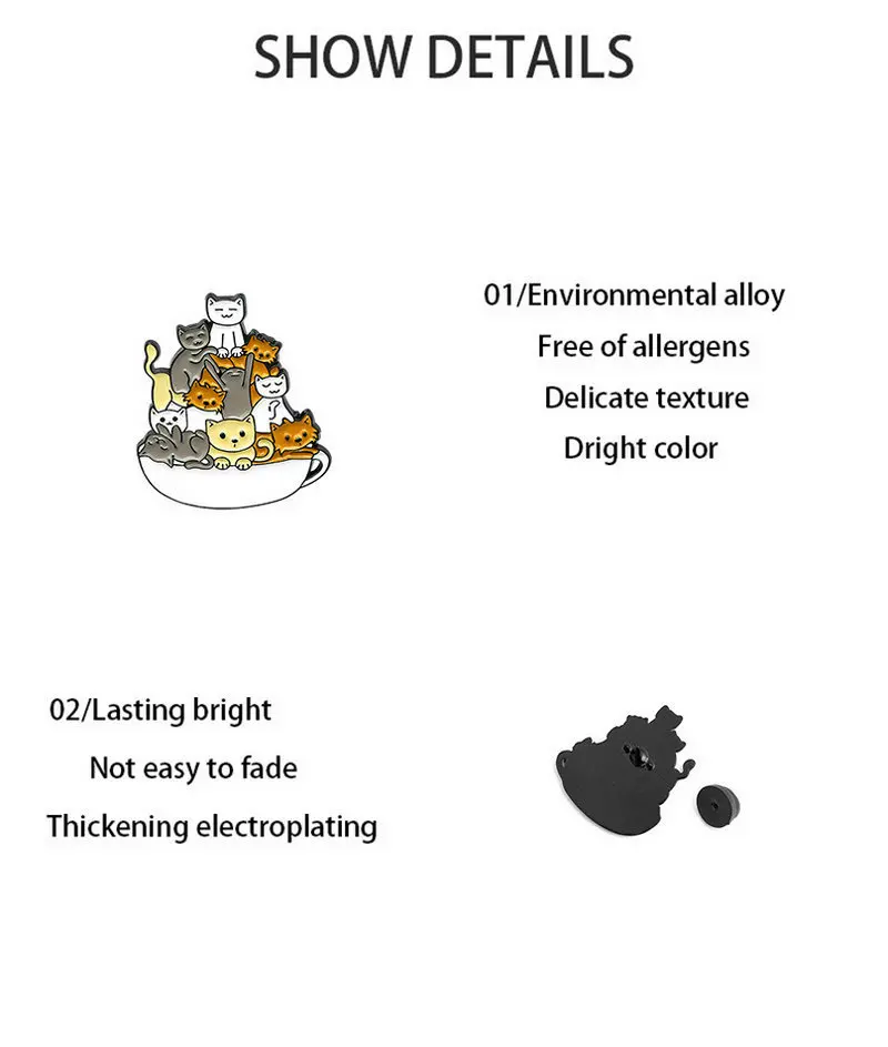 Эмалированная булавка в виде чашки животного индивидуальный значок кошки