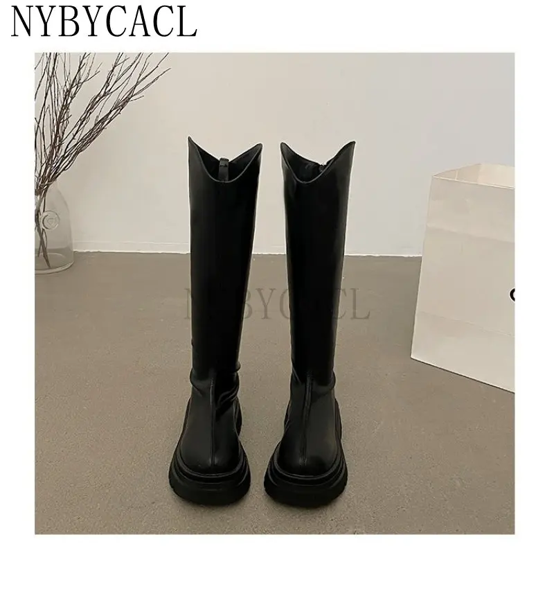 Winter New Soft Leather Women Mid Ankle Boots Zipper Fashion Female 2023 Flats Dress Ladies Street Style Black Shoes Platform