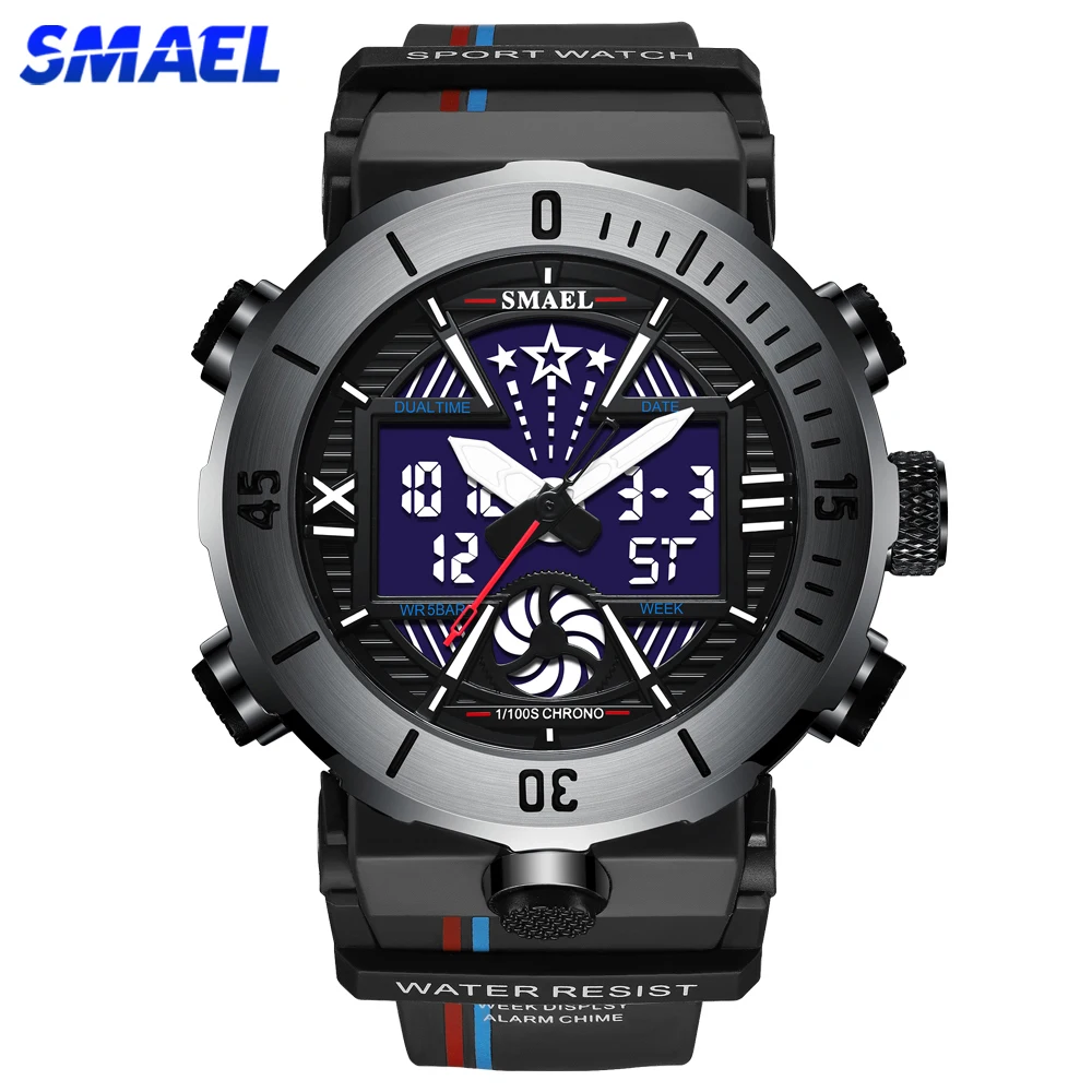 

SMAEL Dual Time Digital Watch for Men Sports Stopwatch Student Shockproof Watches Electronic Chronograph Clock Male Wristwatch