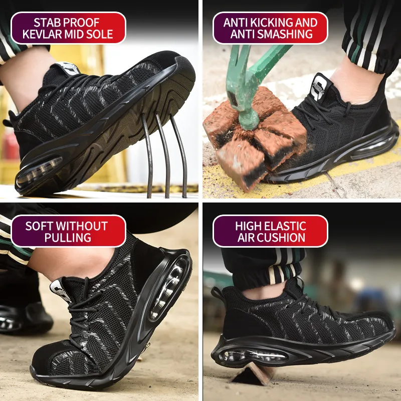 

Men Work Safety Shoes Steel Toe Anti-Smashing Wear Roof Light Comfortable Puncture-Proof Nail Penetration Resistance Security