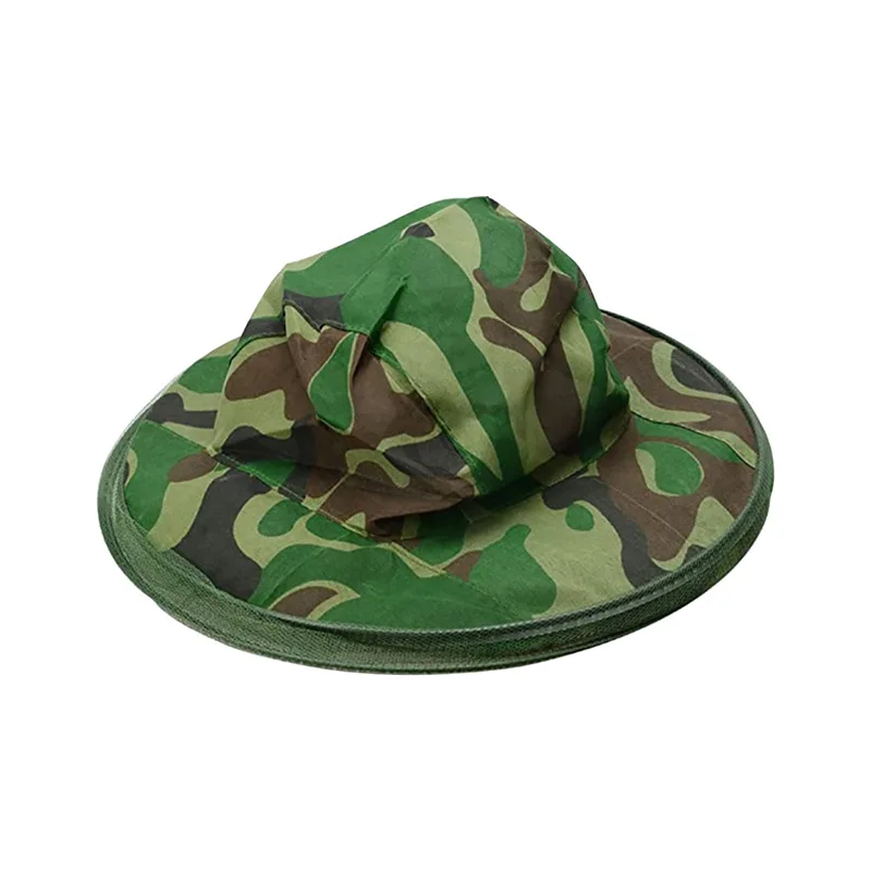 

1PCS Camouflage Outdoor Fishing Hat Mosquito Net Beekeeping Hat Flying Insects Prevention Cap Bucket Hat Bee Bug Mesh Hat