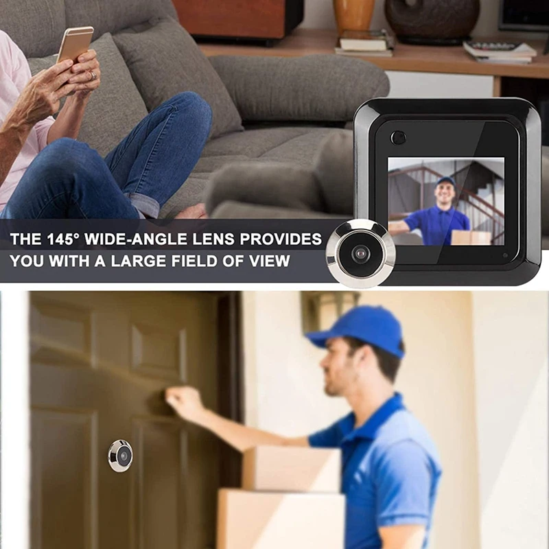 

Door Peephole Camera, Door Viewer Peephole, 145° Wide-Angle Digital 2.4Inch LCD For Home Apartment Entry Door Front Door
