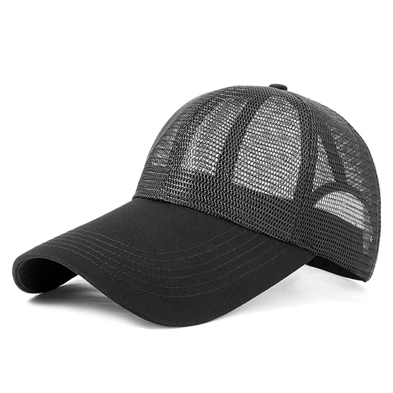 

Summer Net Cap for Men Women Long Brim Trucker Hat Outdoor Sun Hat Breathable Mesh Baseball Cap Solid Black White Snapback Cap