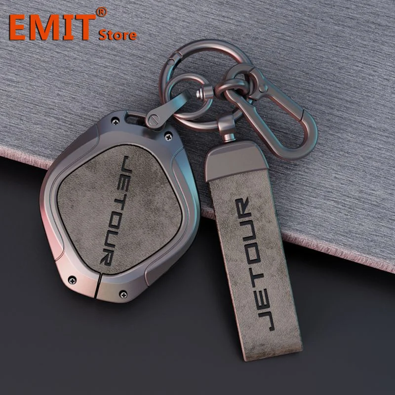 

For Chery Jetour Dashing IDM I-DM X-1 Plus Zinc Alloy Leather Car Key Full Case Remote Shell Bag Cover Metal Buckle Accessories