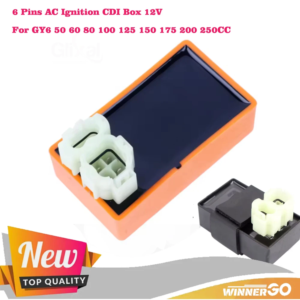 

6-контактный блок зажигания переменного тока CDI 12 В для GY6 50 60 80 100 125 150 175 200 250CC Двигатель Универсальный скутер ATV Багги Go Kart Мотоцикл