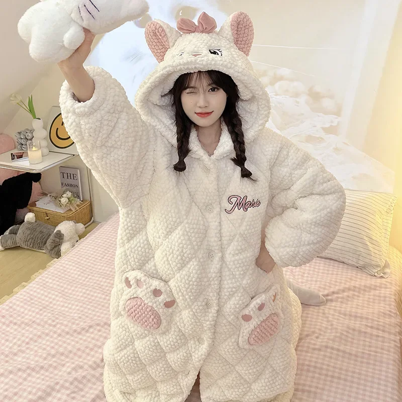 Милый кот Марли трехслойный хлопковый спальный мешок на клипсе женский зимний