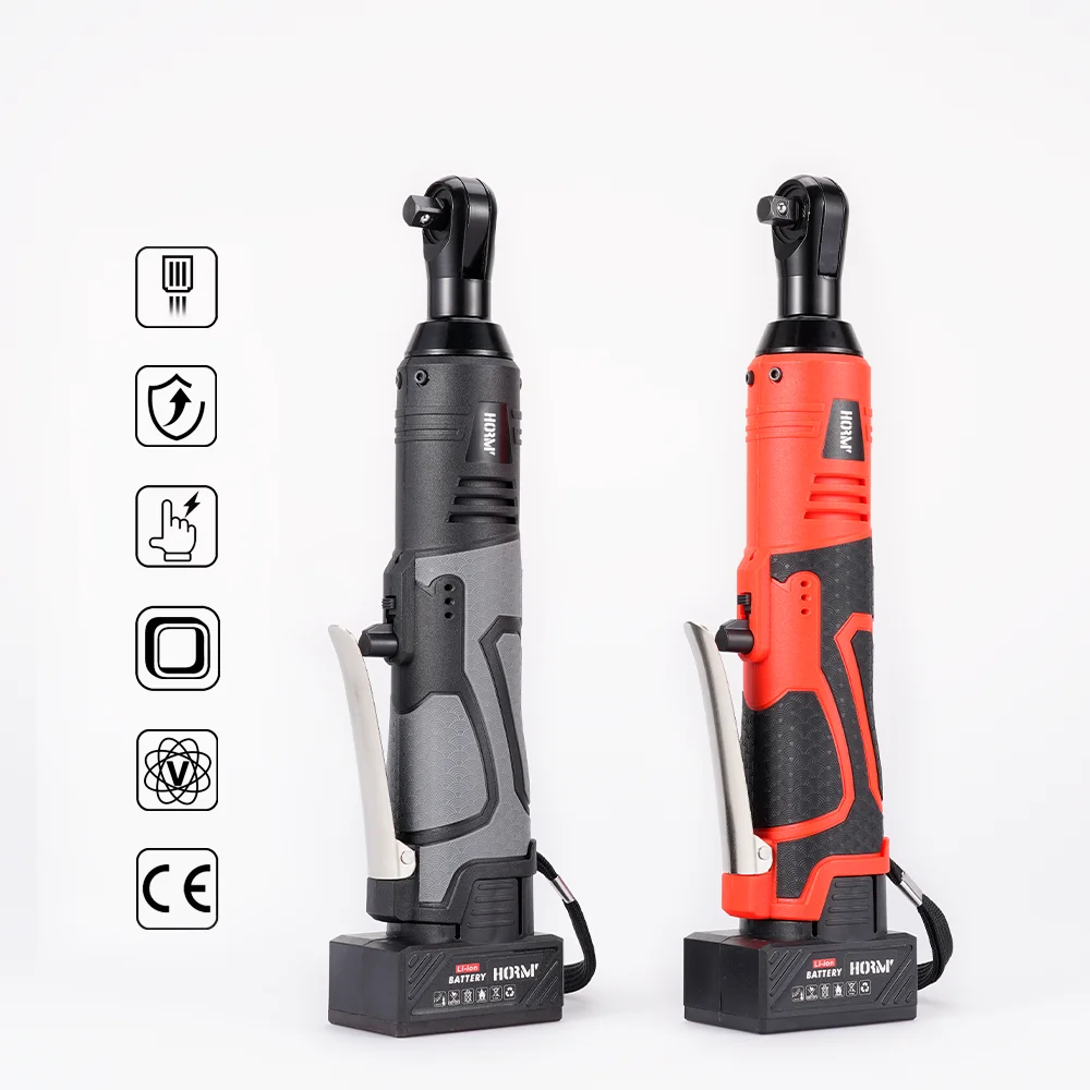 28V Cordless Electric Impact Wrench 55N.m 3/8'' Right Angle Electric Ratchet Wrench Drill Screwdriver With Lithium-Ion Battery
