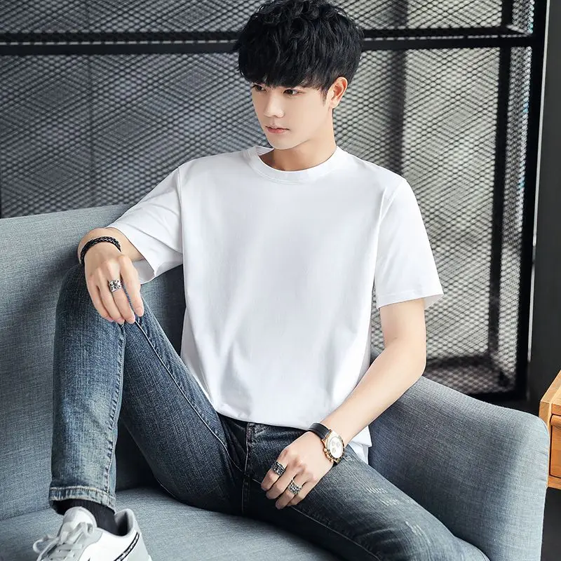 

Solid Color Simplicity T-Shirts Comfortable Thin Spring Summer Round Neck Straight Pullovers Fashion Casual Men's Clothing 2023
