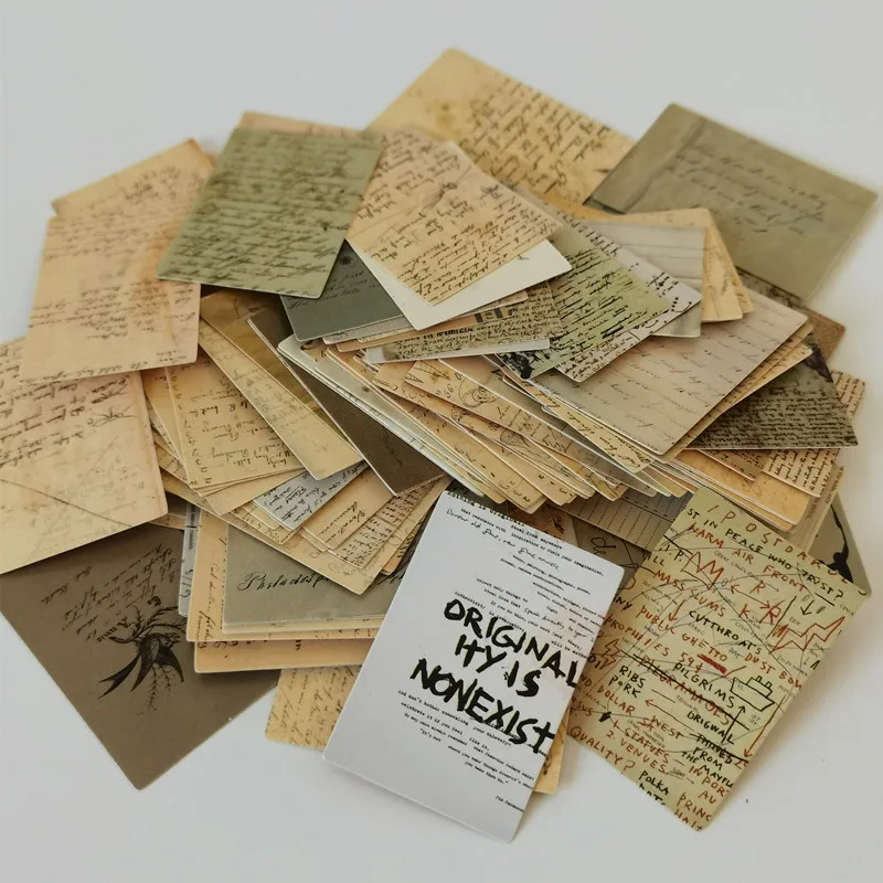 

100pcs Vintage Letter Kraft Card Material Paper Junk Journal Printing Retro Memo Pads Card Notes Scrapbooking Diary DIY Planner