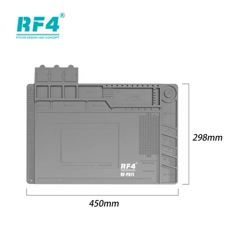Фото RF4 RF-PO11 Антистатический термоизоляционный коврик с высокой термостойкостью для пайки микросхем BGA на материнских платах мобильных телефонов №5