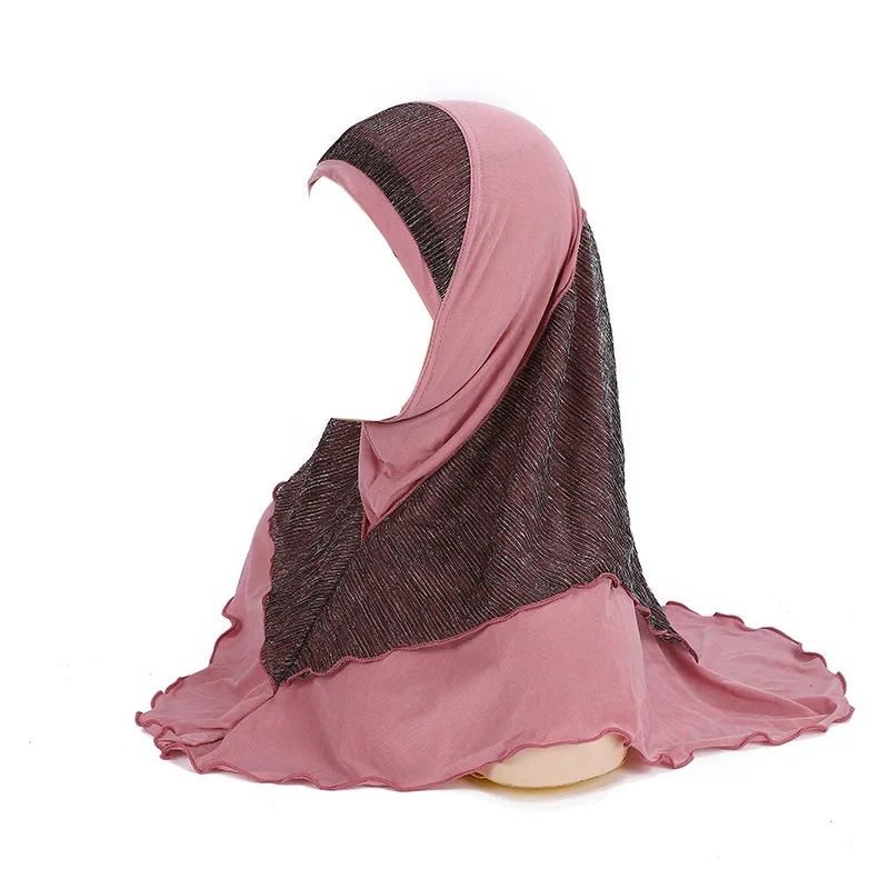 

Malay Women's Crystal Hemp Gold Silk Stitching Veil Hat Headscarf H076