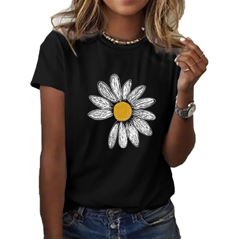 

Women's Floral Theme Daisy T Shirt Graphic Daisy Print Round Neck Tops