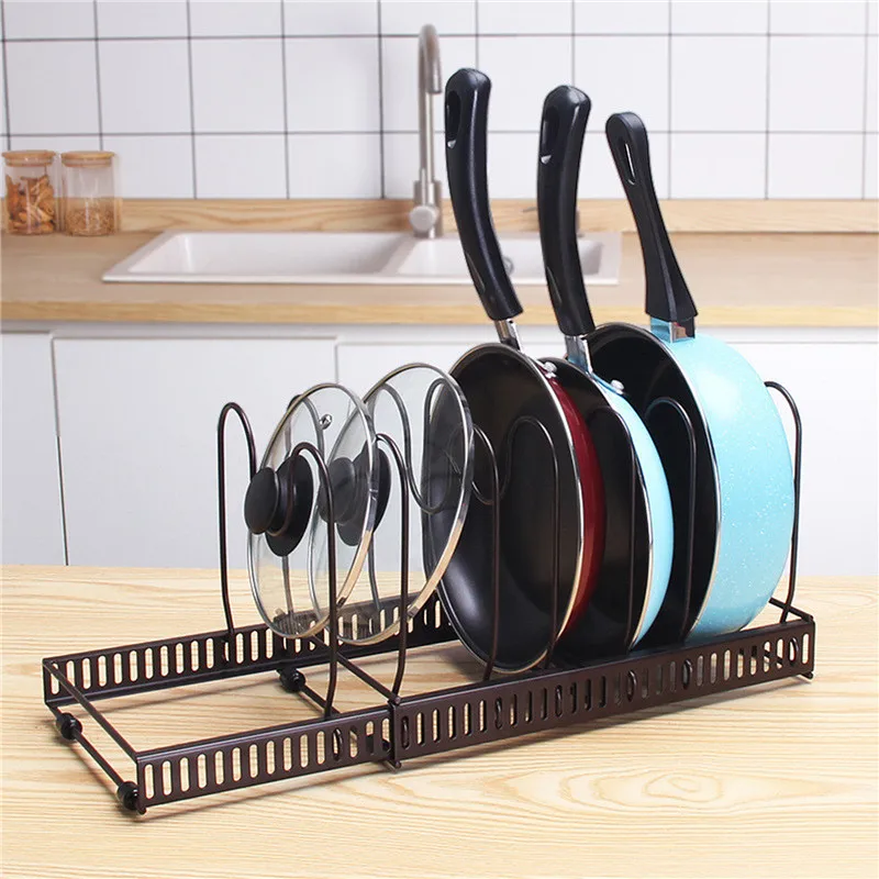 

Pot Rack Pot And Pan Organizer For Cabinet Expandable Pans Pots Lid Organizer Rack Holder Pot Rack Organizer 10 Dividers