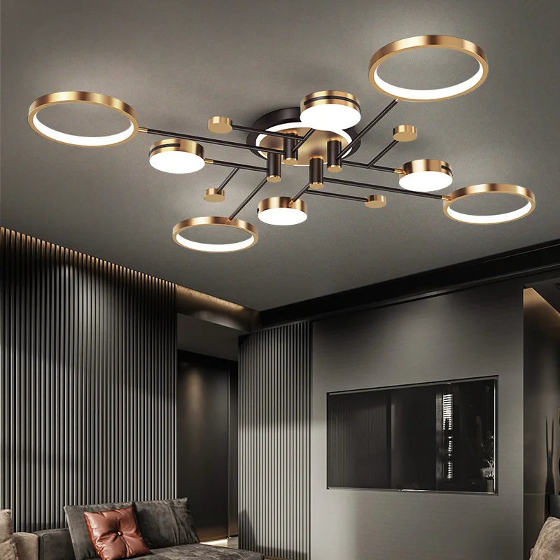 

Nordic Chandelier Metallic Wind Lamp Loft Living Room LED Acrylic Aluminium Pendant Lamps Office Ceiling Design Lighting Fixture