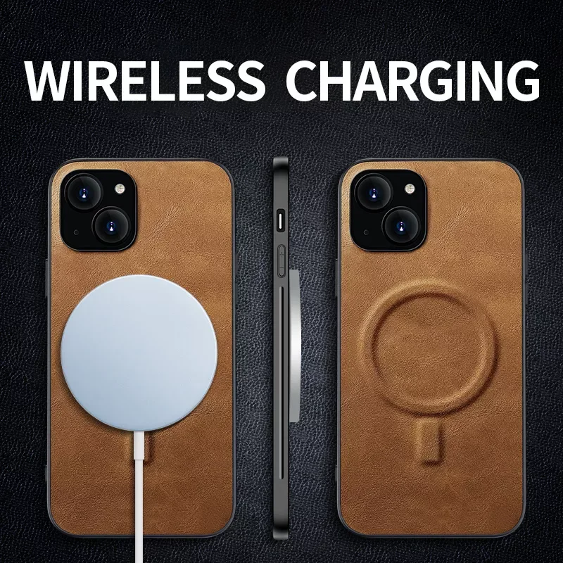 

Luxury Shockproof Soft Support Wireless Charging PU Leather Phone Case For iPhone 13 12 Pro Max Mini 11 XR Back Cover Funda Capa