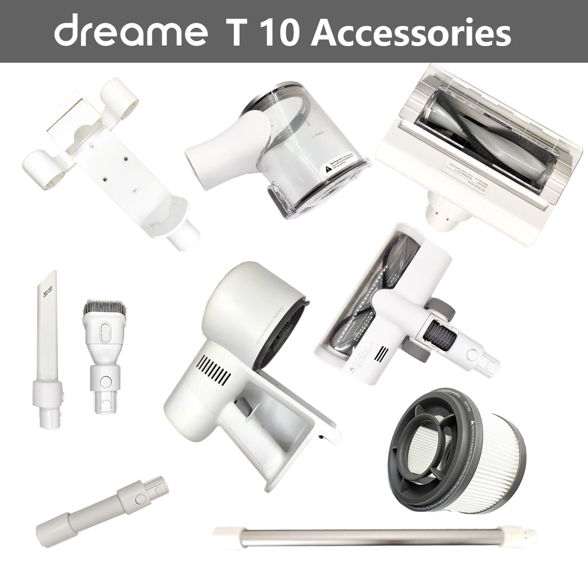 

Оригинальные аксессуары Dreame T10, фильтр НЕРА, роликовая щетка двигателя, Пылезащитная трубка, основная щетка, база для зарядки