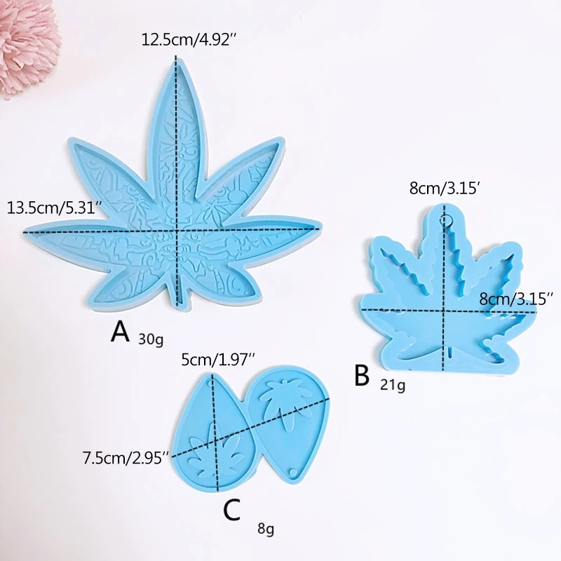 

X7YA Maple Leaf Silicone Molds Leaves Shaped Keychain Molds Clay Moulds for DIY Fondant Crafting Backpack Decoration 3 Pcs